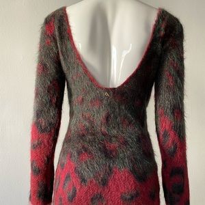 Leopard Print Italian Mohair & Wool Sweater Dress Size Small